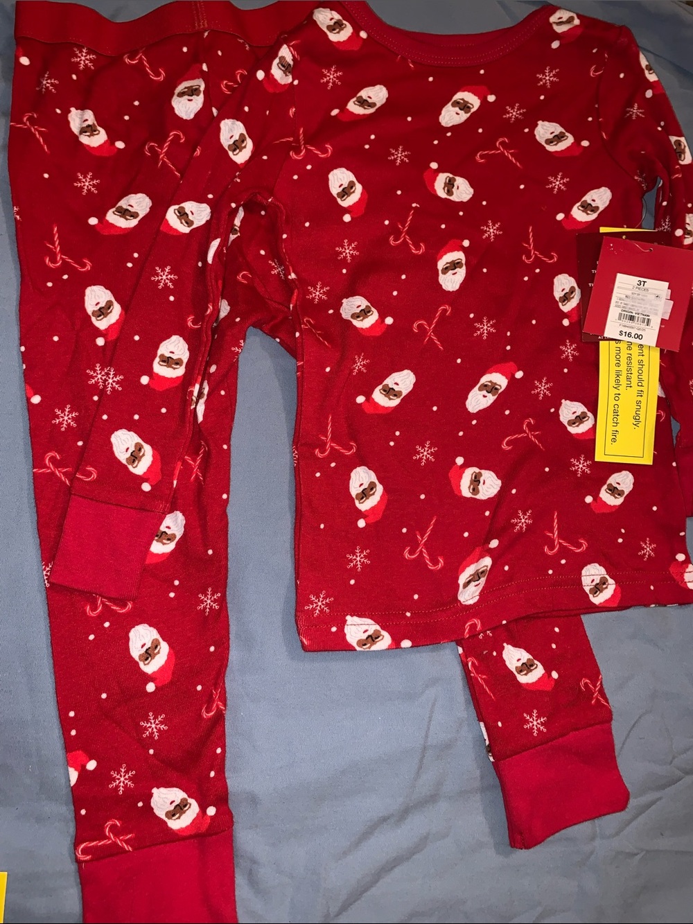 Kids Red Santa Print Holiday Pajama Set 3T